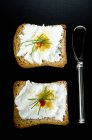 Melba toast with goat's cheese — Stock Photo
