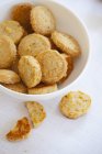 Cheese crackers in bowl — Stock Photo