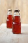 Rhubarb juice in bottles — Stock Photo