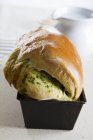 Closeup view of Pesto brioche in baking tin — Stock Photo
