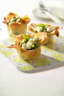 Pastry baskets with spinach — Stock Photo