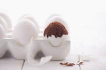 Chocolate cakes in eggshells — Stock Photo