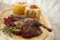 Marinated chicken with compote — Stock Photo