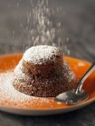 Chocolate cake dusted with icing sugar — Stock Photo