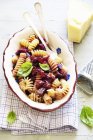 Fusilli pasta with aubergines — Stock Photo