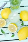 Limonata con cubetti di ghiaccio e menta — Foto stock