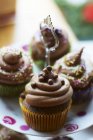 Cupcakes au chocolat avec des perles de sucre — Photo de stock