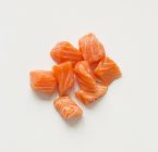 Cubed raw salmon — Stock Photo