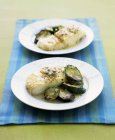 Roasted halibut and zucchini — Stock Photo