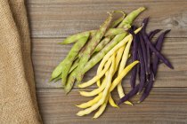 Yellow Wax and blue French beans — Stock Photo