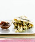 Quesadillas with cheese and mushroom — Stock Photo