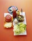 Ingredients for hamburger on table — Stock Photo