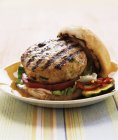 Barbecued chicken burger — Stock Photo
