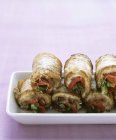 Rolls of pork stuffed with vegetables — Stock Photo
