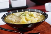 Garlic and potatoes soup — Stock Photo