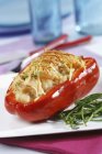 Pepper stuffed with hake and shrimps — Stock Photo