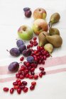 Ciruelas con manzanas y peras - foto de stock