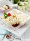 Trifle with raspberries — Stock Photo