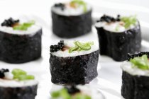 Salmon and caviar roe sushi — Stock Photo