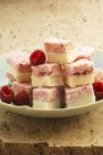 Cubes of coconut and raspberry ice cream — Stock Photo
