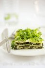 Spinach lasagne on plate — Stock Photo