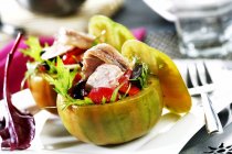 Stuffed tomatoes with tuna salad — Stock Photo