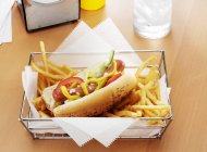 Hot Dog and French Fries — Stock Photo