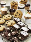 Chocolate Chunk Cookies, Brownies e Cupcakes — Fotografia de Stock