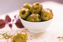 Marinated green olives — Stock Photo