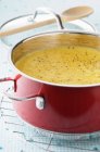 Squash soup in saucepan — Stock Photo