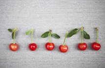 Fresh sour cherries with leaves — Stock Photo
