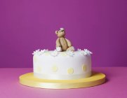Торт з плюшевого ведмедя з цукровими квітами — стокове фото