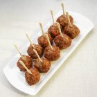 Tapas Meatballs with Skewers — Stock Photo