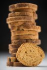 Vista ravvicinata di fette biscottate secche impilate — Foto stock