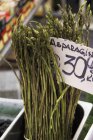 Wild asparagus with price sign — Stock Photo