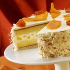 Pineapple Cream Cake Topped with Dried Mango — Stock Photo