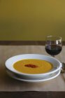 Carrot soup with Harissa — Stock Photo