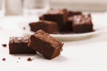 Pices of fresh baked brownie dessert — Stock Photo