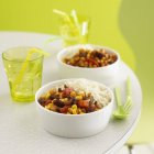 Chilli con carne with rice — Stock Photo