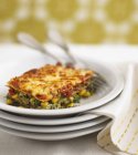 Lasagne with spinach and sweetcorn — Stock Photo
