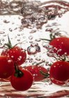Tomates cereja em água — Fotografia de Stock