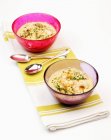 Bread soup with prawns — Stock Photo