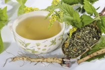 Herbal tea with herbs and medicinal plants — Stock Photo