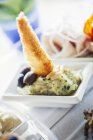 Salt cod mousse with olives — Stock Photo