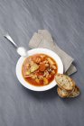 Vegetable soup with bread — Stock Photo