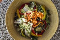 Salada vegetal com frango e manga — Fotografia de Stock