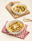 Closeup view of omelette with porcini mushrooms — Stock Photo