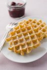 Waffles with icing sugar — Stock Photo