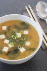 Sopa de miso con tofu - foto de stock