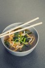 Bowl of Japanese udon noodle soup — Stock Photo